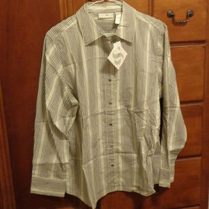 Grey and white striped blouse Preswick & Moore